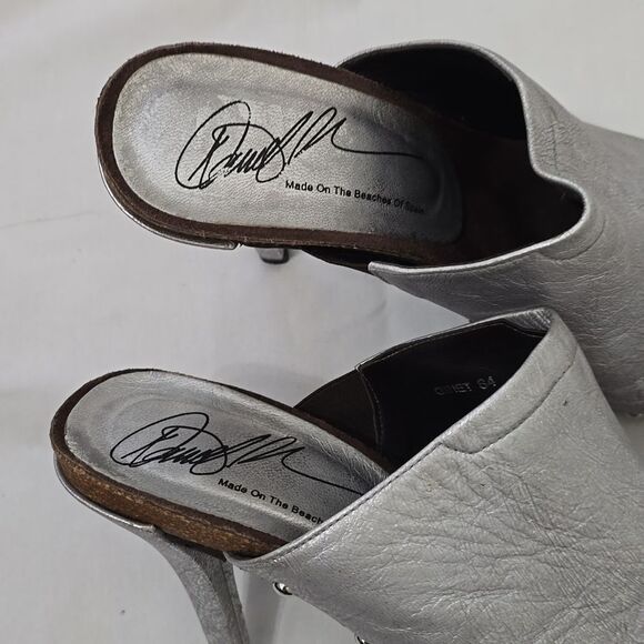 DONALD J PLINER METALLIC STUDDED PEEP TOE HEELED SHOES SIZE 8 - Picture 2 of 9